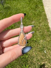 Image 3 of rainbow moonstone x picture jasper pendant