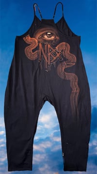 Image 2 of “TWO BIRDS” CUSTOM BLEACH PAINTED BAGGY ROMPER LARGE