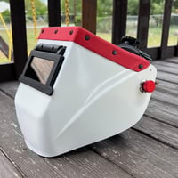 Image 1 of Hobart welding hood red leather 