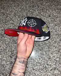 Image 1 of RED BRIM NAVY BLUE YANKEES CUSTOM FITTED 