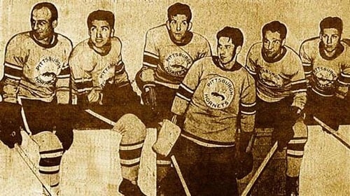 Image of Pittsburgh Hornets custom 1936 hockey tee