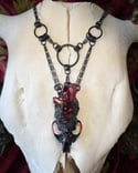 Red Quartz Embellished Muskrat Skull - Necklace