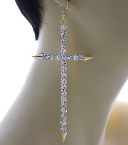 Image of Large Dangling cross earrings