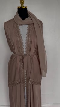 Image 3 of Lace abaya Beige