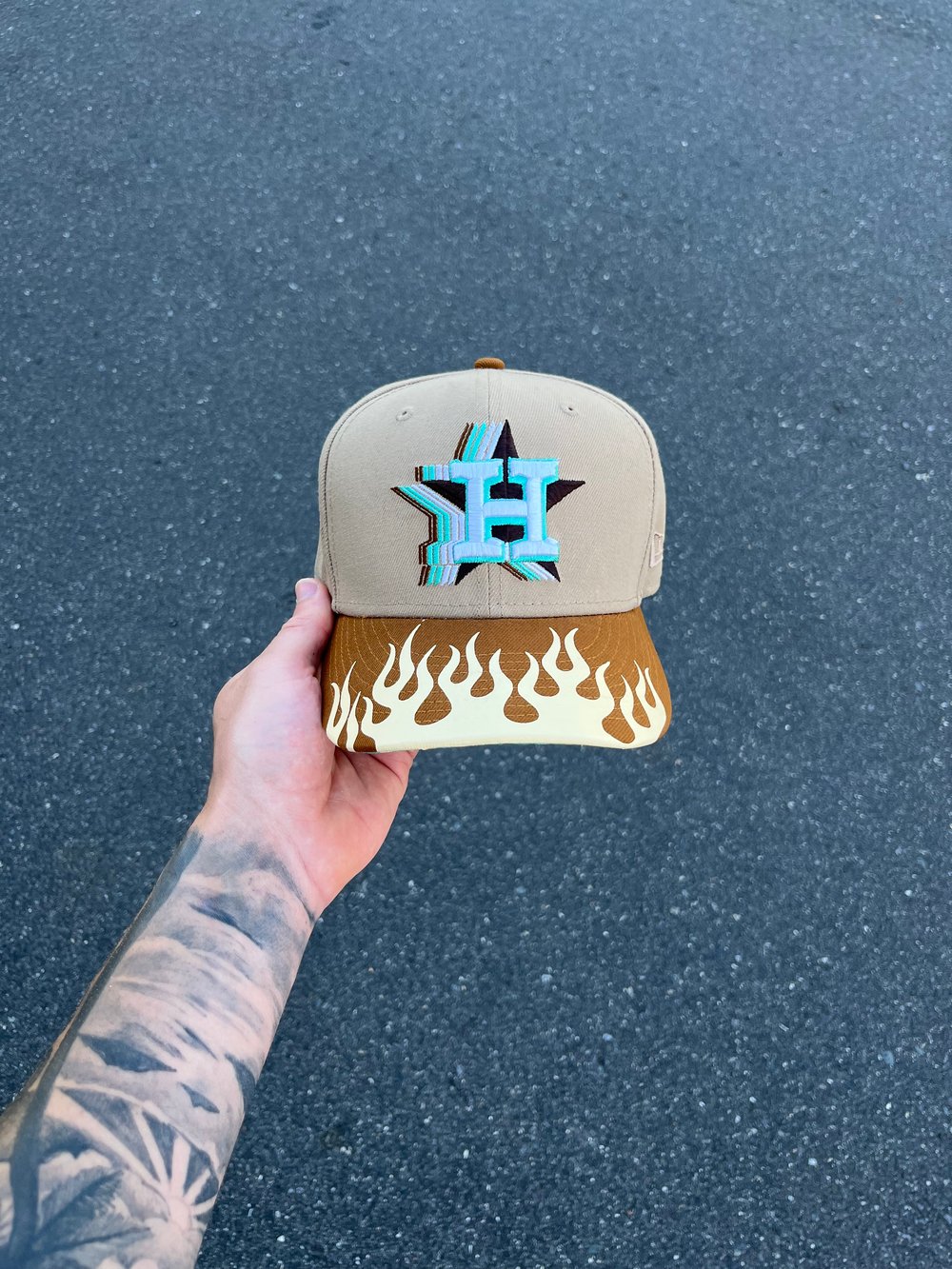 Image of PT.2 AQUA BRIM NEUTRAL TONE HOUSTON ASTROS CUSTOM FITTED CAP