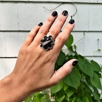 Image 1 of ⋆✶ Onyx + Opal Inlay Chain Ring ✶⋆Size 7.5⋆