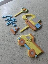 Image 2 of Construction Cake Topper Kit- Trucks/Birthday Number Sign/Cone