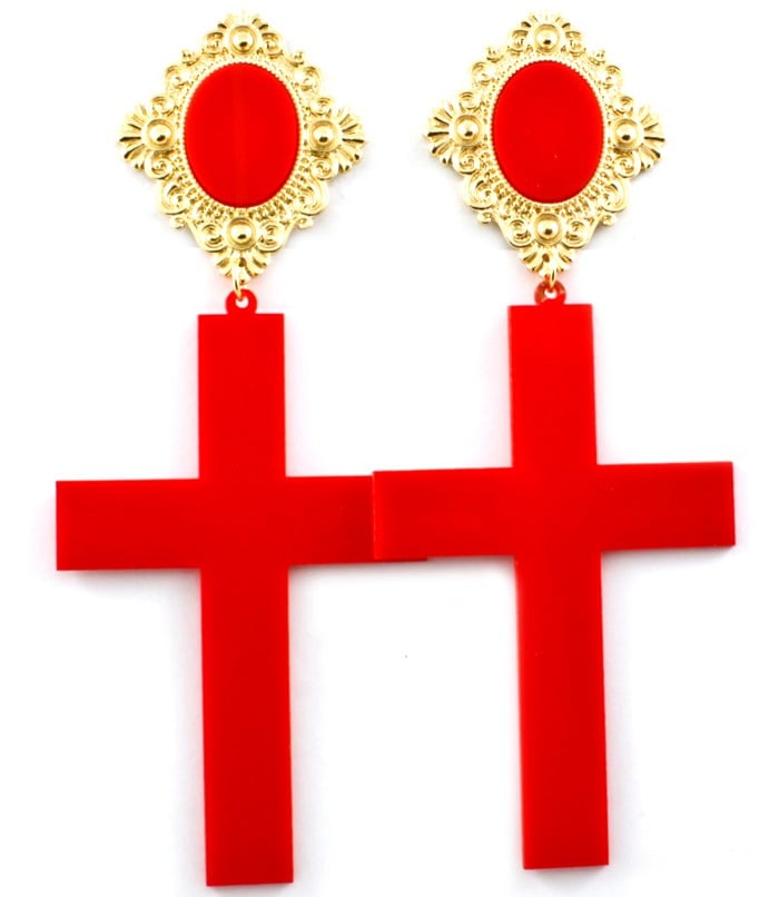 Acrylic Cross Earrings - Red / Klassiq