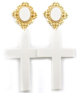 Image of Acrylic Cross Earrings - White