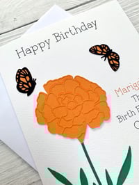Image 2 of Handmade October Marigold Birth Flower Card - Elegant Butterfly Birthday Card for October Birthdays