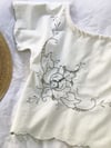 Ready Made size 14 Off White Vintage Embroidery Cropped T Top with Free Postage 