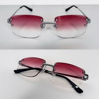 Image 1 of Red Faded Tint Rimless Frames 