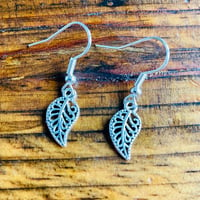 Image 2 of Set of 5 pairs of leaf shaped earrings with hypoallergenic hooks