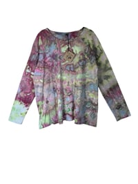 Image 2 of 3XL Ladies Long-Sleeve Stretch Tee in Spring Watercolor Ice Dye