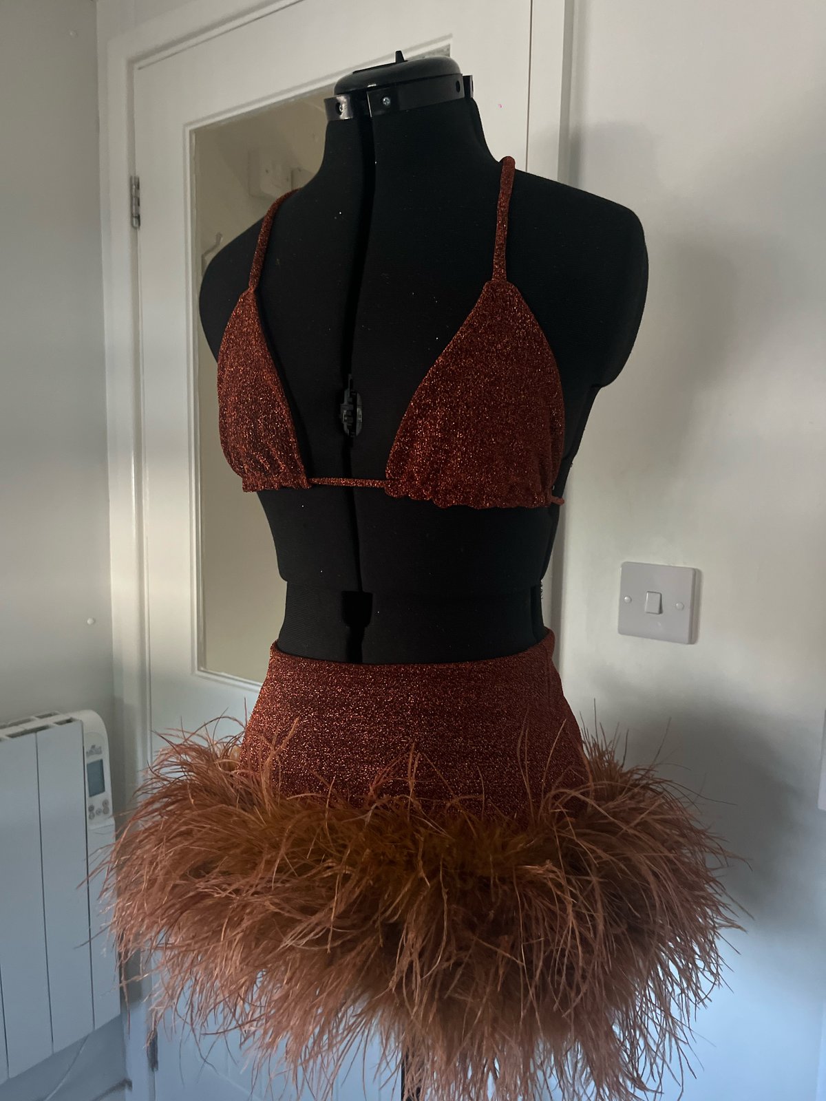 Image of Ostrich feather skirt and bikini top