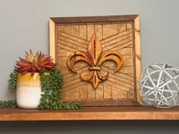 Image 1 of Wooden Fleur-De-Lis Carved Sign 