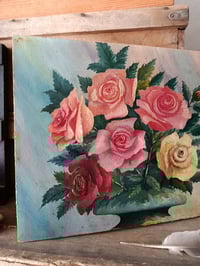 Image 2 of Peinture ancienne, bouquet de roses 