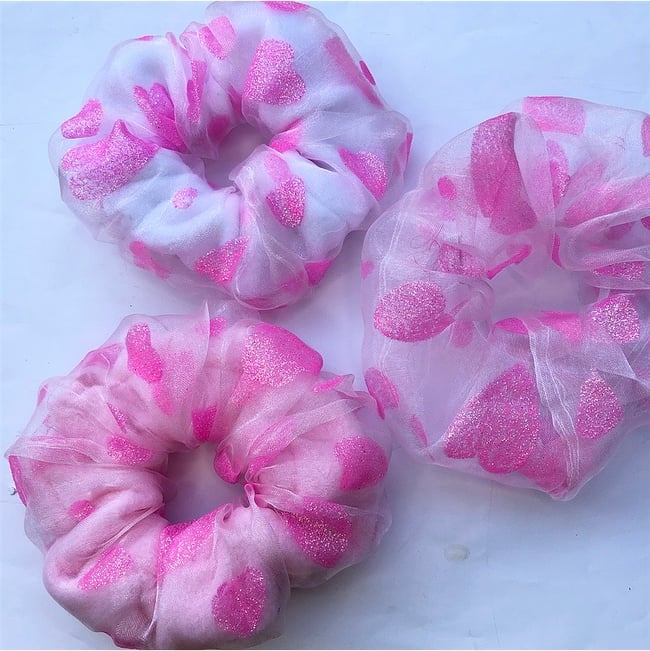 heart organza scrunchies