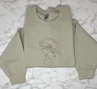 Image 1 of Black Woman Line Art Embroidered Crew Neck Sweatshirt