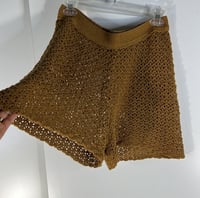 Image 5 of ZARA high waisted brown/mustard crochet shorts