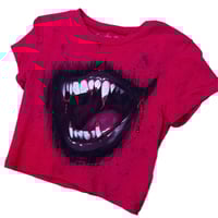 Image 5 of “VAMP TEETH” Custom Hand Painted Baby Tee SMALL