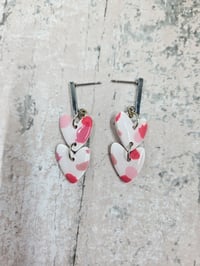 Image 3 of Double Terrazzo Heart Earrings