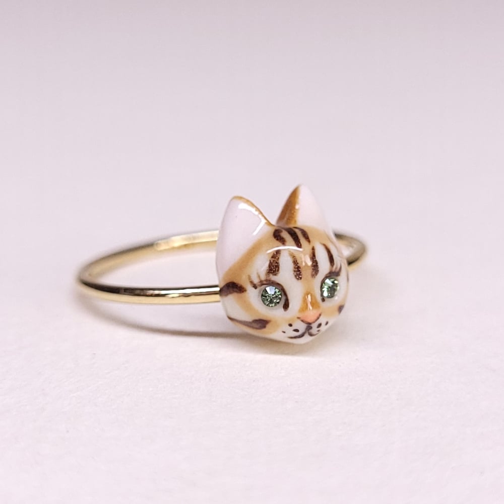 Image of Bengal Porcelain & Gold Filled Cat Ring
