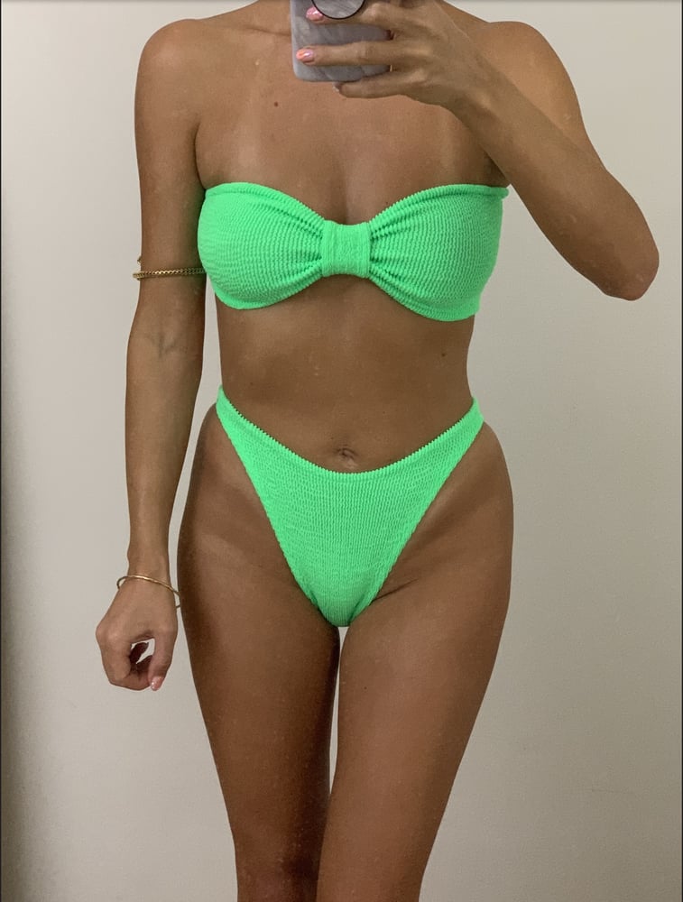 Image of Apple Green Crinkle Sweetie Bikini 