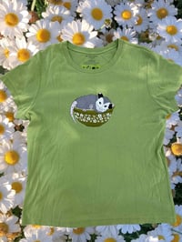 Image 1 of spring blossom possum green repurposed t-shirt