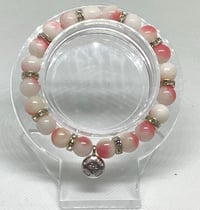 Pink and White Glass Bead Bracelet 