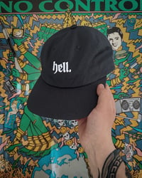 Image 2 of SALE: 'HELL.' EMBROIDERED CAP (GREY)
