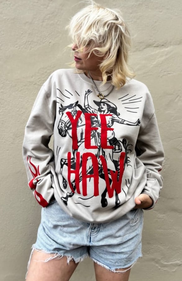 Image of Yeehaw up in flames sweater 