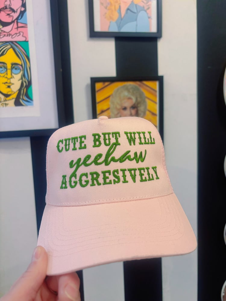 Image of Yeehaw aggressively embroidered trucker cap 