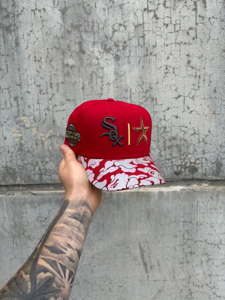 Image of 3M VISOR RED WHITE SOX X ASTROS CUSTOM FITTED CAP