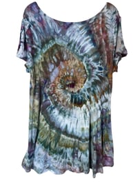 Image 10 of ♻️ UPCYCLED L/XL Flowy Soft Top in Cool Earthy Spiral Ice Dye