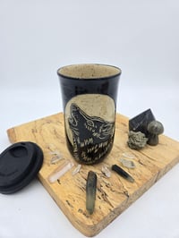 Image 2 of Black Full Moon Wolf Travel Mug