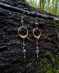 Image 1 of Amethyst small hoops 