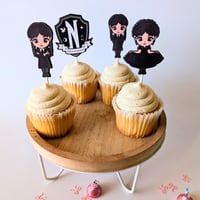 Image 2 of Wednesday Cupcake Toppers Sets de 12 y 24