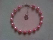 Image of Pink Immitation Pearl and crystal bead collar.