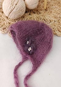 Image 2 of  Photo prop | Newborn  photoshooting girls knitted hat | purple