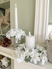 Image 1 of SALE! Frosted Hydrangea Candle Holders ( 2 sizes )