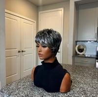 Image 3 of Derra Short Silver Pixie Wig - Modern Women Hair