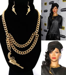 Image of Short, Metal, Bold, Statement, Rihanna, Gun, Chain in/with Gold Gold