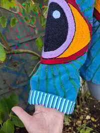 Image 3 of Wanderlust - Velvet evil eye protection jacket - Turquoise 6-12 uk