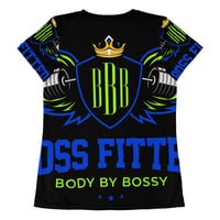 Image 2 of BossFitted Black Neon Green and Blue Women's Athletic T-shirt