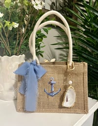 Image 2 of Anchor Burlap Mini Tote Bag