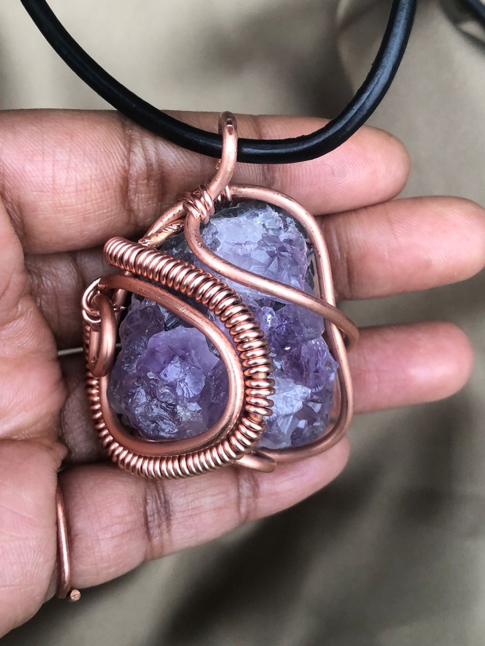 Image of Amethyst Aura | Leather Pendant 