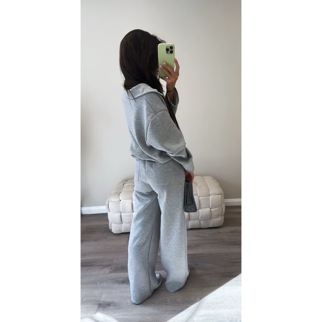 Grey Zip up collor tracksuit 