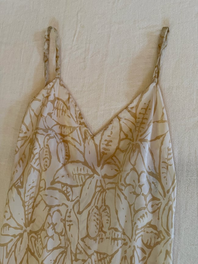 early 70s Halston silk dress and scarf floral leaf slipdress designer 