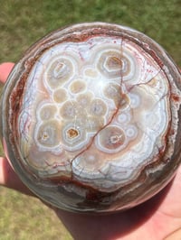Image 8 of Mexican Lace Agate With Amethyst Sphere #2468
